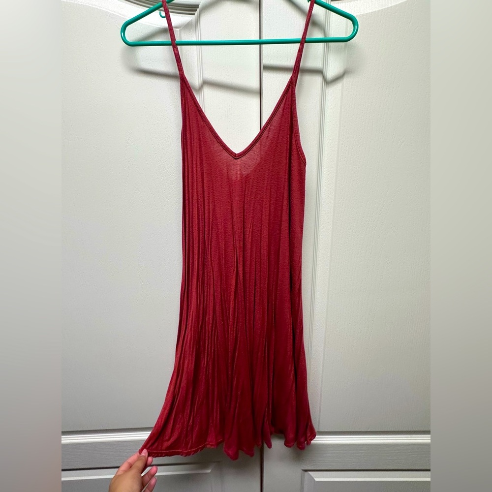 Beautiful brick orange color midi dress from Boohoo.